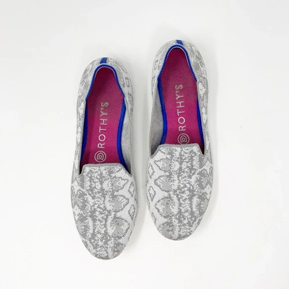 Rothy’s Slip-On Loafers Snake Skin Pattern Print Light Grey 8 - Picture 3 of 15